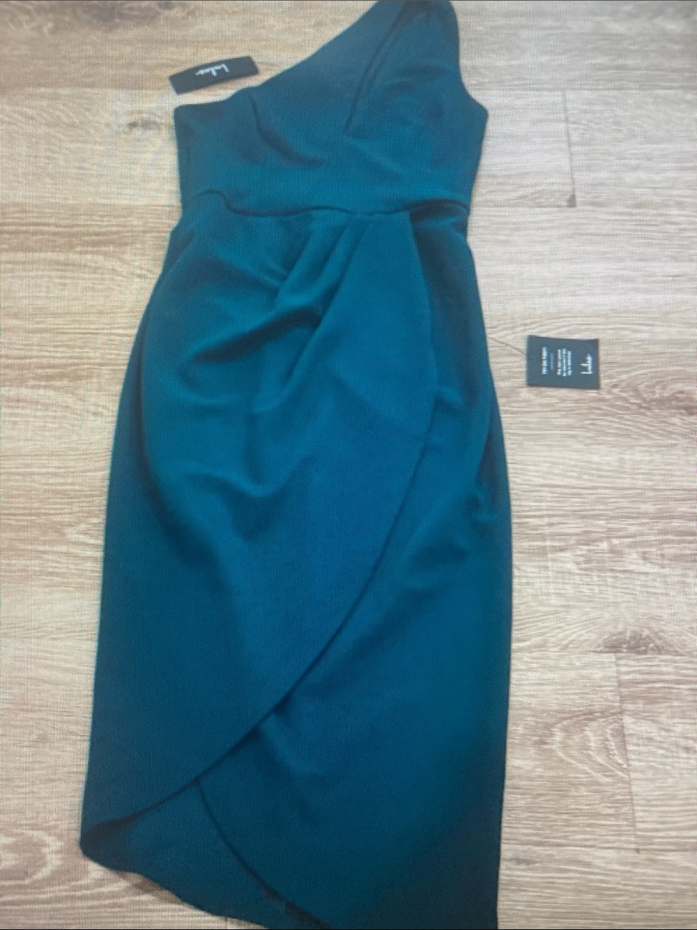 One-Shoulder Teal Sheath Dress